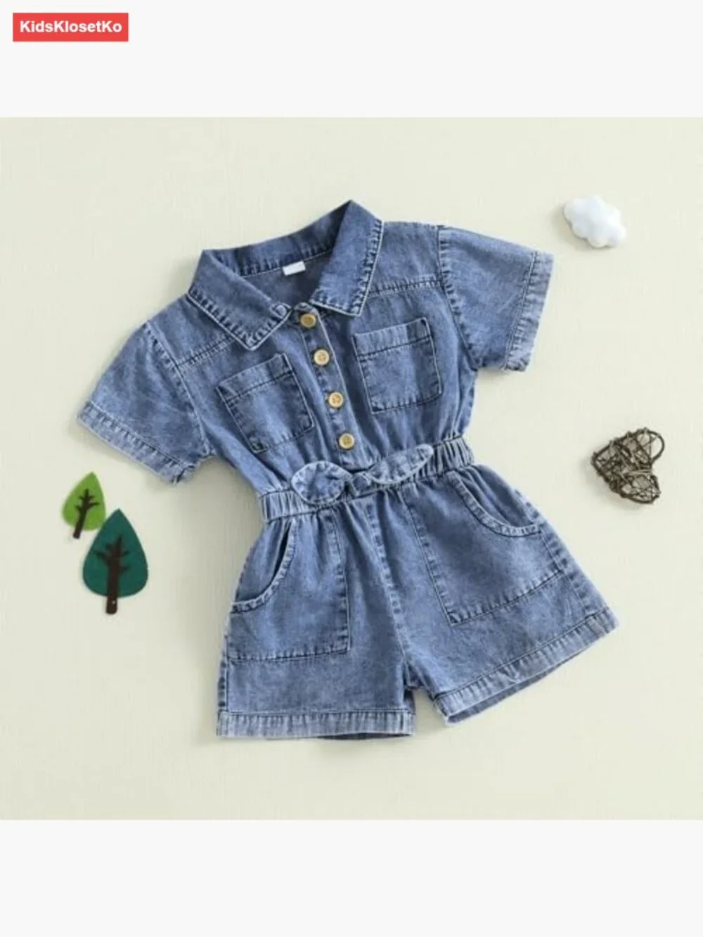 Toddler Denim Overalls Romper Jumpsuit Short Sleeve Summer Outfit